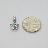 Sterling Silver Light Blue Topaz Simplistic Flower Charm Pendant Vintage c1970s