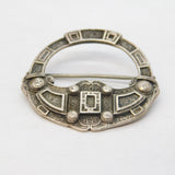 Scottish Sterling Silver Celtic Pattern Kilt Brooch Antique 1938 Edinburgh