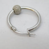 Italian 9ct White Gold Modernist Hoop Earrings Vintage c1990s