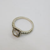 Sterling Silver Paste Set Art Deco Style Dress Ring Vintage c1970 Size K 1/2