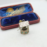 Sterling Silver Magic Wishing Well with Emerald Paste Charm Pendant c1970