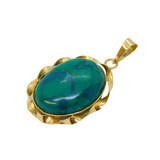 14ct Yellow Gold Mounted Cabochon-Cut Turquoise Drop Pendant Vintage