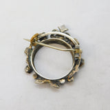 Victorian Sterling Silver, Seed Pearl Set Floral Brooch Antique c1890s