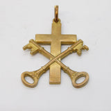 19th Century Gilt Metal Crossed Keys of St. Peter Fob Pendant Antique c1880s