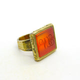 George III 9ct Gold, Carnelian Agate 'VL' Initial Seal Signet Ring Antique c1790
