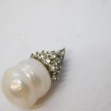 Sterling Silver Spinel Set Cultured Pearl Drop Charm Pendant Vintage c1970s