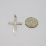 Sterling Silver Patterned Textured Cross Pendant Vintage c1970