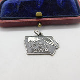 Sterling Silver State of Iowa USA Charm Pendant Vintage c1970