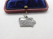 Sterling Silver State of Iowa USA Charm Pendant Vintage c1970