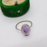 Sterling Silver Cabochon Amethyst Ring Vintage c1970 Size L UK
