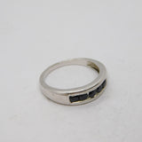 Sterling Silver 5 Faceted Black Onyx Half Eternity Ring Modern c2000 Size R
