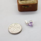 Sterling Silver Amethyst Drop Charm Pendant Vintage c1970