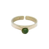 .835 Silver Green Sea Glass Open Back Studio Dress Ring Vintage c1970 Size N 1/2