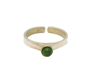 .835 Silver Green Sea Glass Open Back Studio Dress Ring Vintage c1970 Size N 1/2