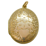 Victorian Gold Plated Floral Pattern Sweetheart Locket Antique c1880s