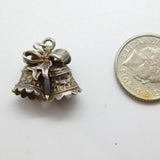 Sterling Silver Twin Wedding Bells Charm Pendant Vintage c1970