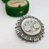 Victorian Sterling Silver Floral Pattern Aesthetic Sweetheart Brooch Antique