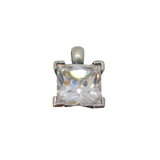 Sterling Silver Princess Cut Cubic Zirconia Sparkling Pendant Modern c1990s