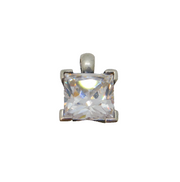 Sterling Silver Princess Cut Cubic Zirconia Sparkling Pendant Modern c1990s