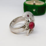 Studio Jewellery Sterling Silver Ruby Set Statement Ring Vintage Birmingham
