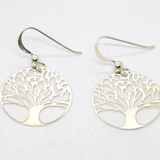 Pair of Sterling Silver Tree Of Life Round Dangly Earrings Contemporary c2010