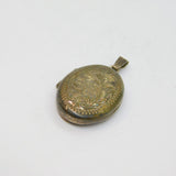 Sterling Silver Floral Pattern Oval Double Locket Charm Pendant Vintage 1980