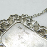 Sterling Silver Floral Pattern Whisky Decanter Label Vintage 1958 Birmingham