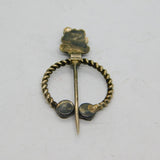 Sterling Silver Red Paste Set Floral Penannular Brooch Pin Antique c1930