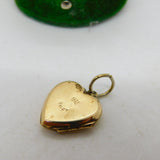 9ct Yellow Gold Back & Front Heart Locket Pendant Antique c1930 Art Deco