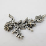 Sterling Silver Marcasite Set Floral Dress Brooch Pin Antique c1930 Art Deco