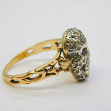 19th Century, 14ct Gold, Rose Cut Diamond Memento Mori Skull Ring Antique c1860s