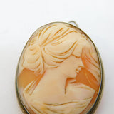 Art Deco Sterling Silver Carved Shell Cameo Brooch Pin Antique c1920s