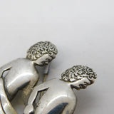 Sterling Silver Large Twins of Gemini Brooch Pin Vintage c1970s