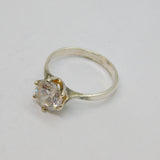 Sterling Silver CZ Solitaire Engagement/Dress Ring Vintage c1990 Size M