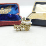 Sterling Silver Prairie Wagon and Horses Charm Pendant Vintage c1970