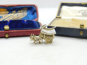 Sterling Silver Prairie Wagon and Horses Charm Pendant Vintage c1970