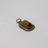 Sterling Silver Tiger's Eye & Marcasite Art Deco Charm Pendant Antique c1930