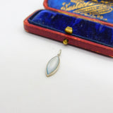 Sterling Silver Sky Blue Glass Drop Charm Pendant Vintage c1970