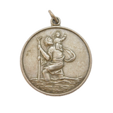 Large Sterling Silver St Christopher Pendant Medallion Vintage 1977 Birmingham