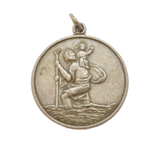 Large Sterling Silver St Christopher Pendant Medallion Vintage 1977 Birmingham