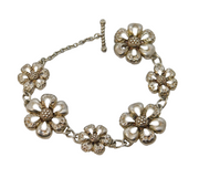 Sterling Silver Graduating Floral Pattern Dress Bracelet Vintage c1970