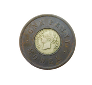 Queen Victoria One Penny Model Coin Token Antique 1844