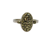 Sterling Silver Marcasite Set Oval Art Deco Dress Ring Antique c1930 Size L