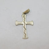 Sterling Silver Matte Textured Patterned Cross Charm Pendant Vintage c1970