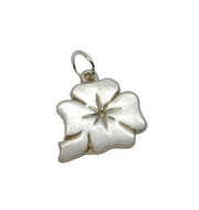 Sterling Silver Diamond Set Lucky Clover Charm Pendant Vintage c1970