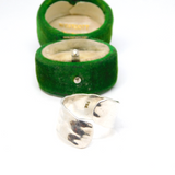 Sterling Silver Open Planished Wide Crossover Ring Vintage c1970 Size P 1/2