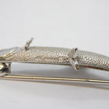 18ct White Gold & Diamond Eye Leaping Salmon Fish Brooch Vintage London