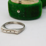 Sterling Silver Diamond Set Wavy Ring Vintage c1970 Size O 1/2
