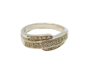 Sterling Silver Multi-Stone Diamond Set Deco Style Ring Vintage c1990 Size N 1/2