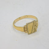 22ct Gold On Sterling Silver Patterned Signet Ring Vintage c1970 Size Q